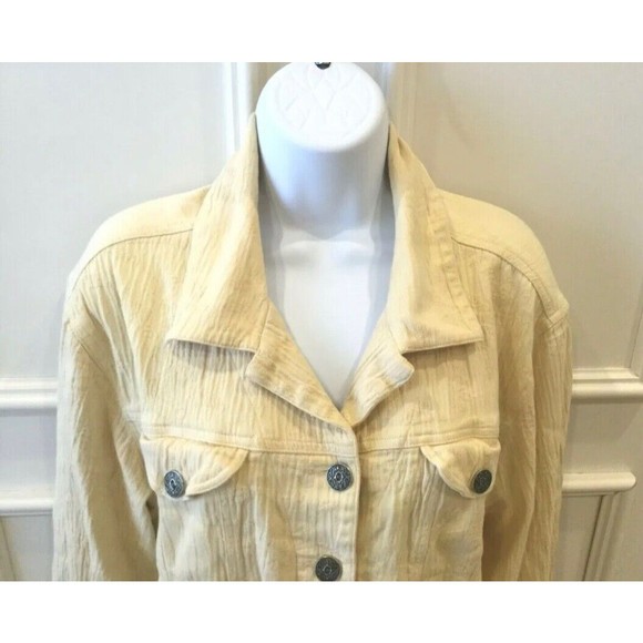 Chico's Jacket Top Yellow Textured Fabric Size 2 - Picture 3 of 8